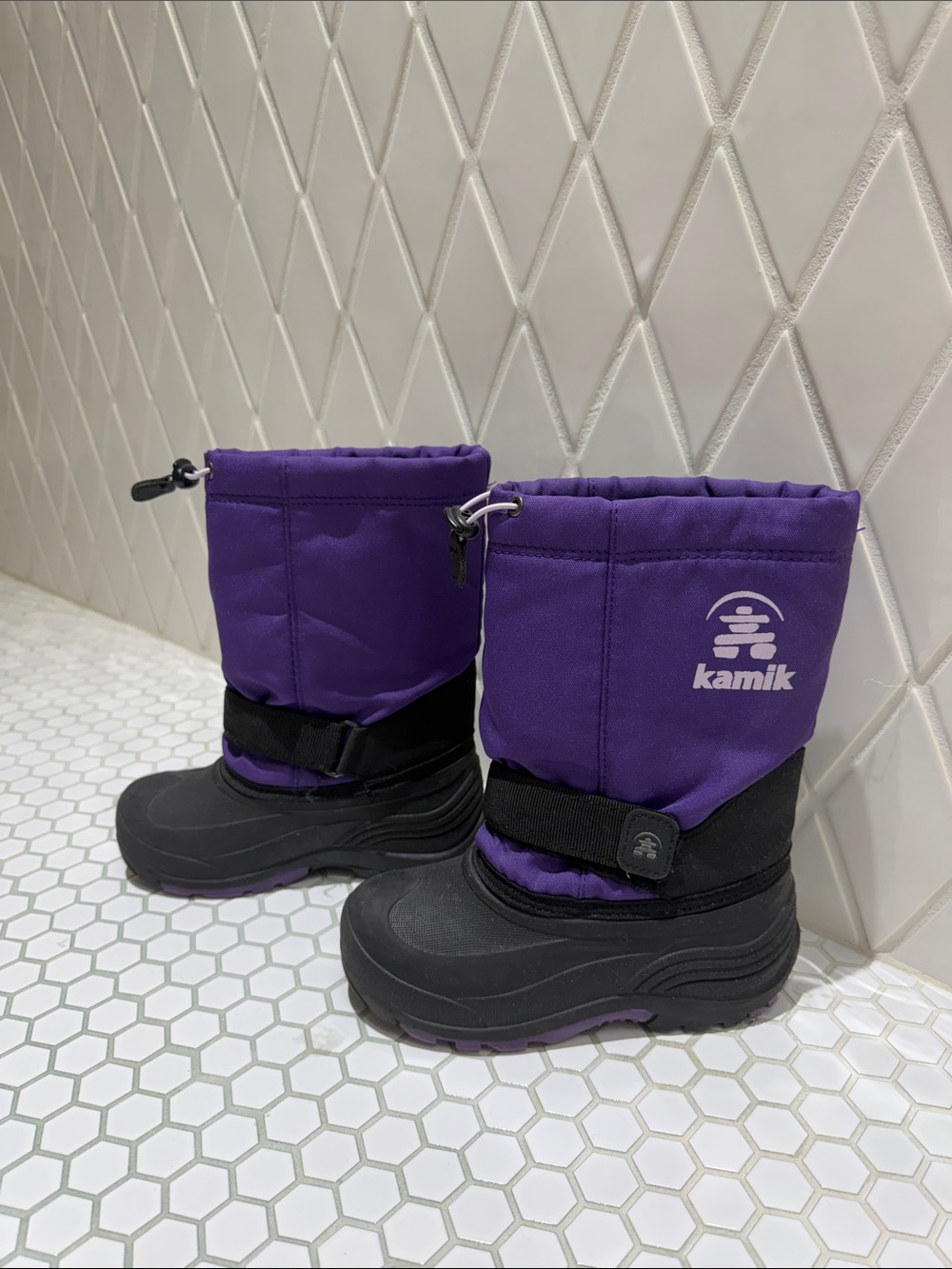 Kamik Kids Purple and Black Snow Boots with Drawcord